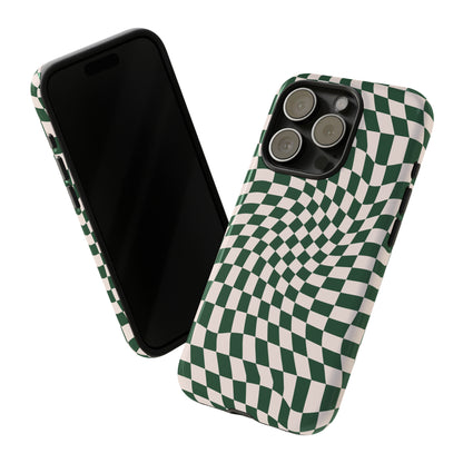 Wavy Forest Green Checkerboard