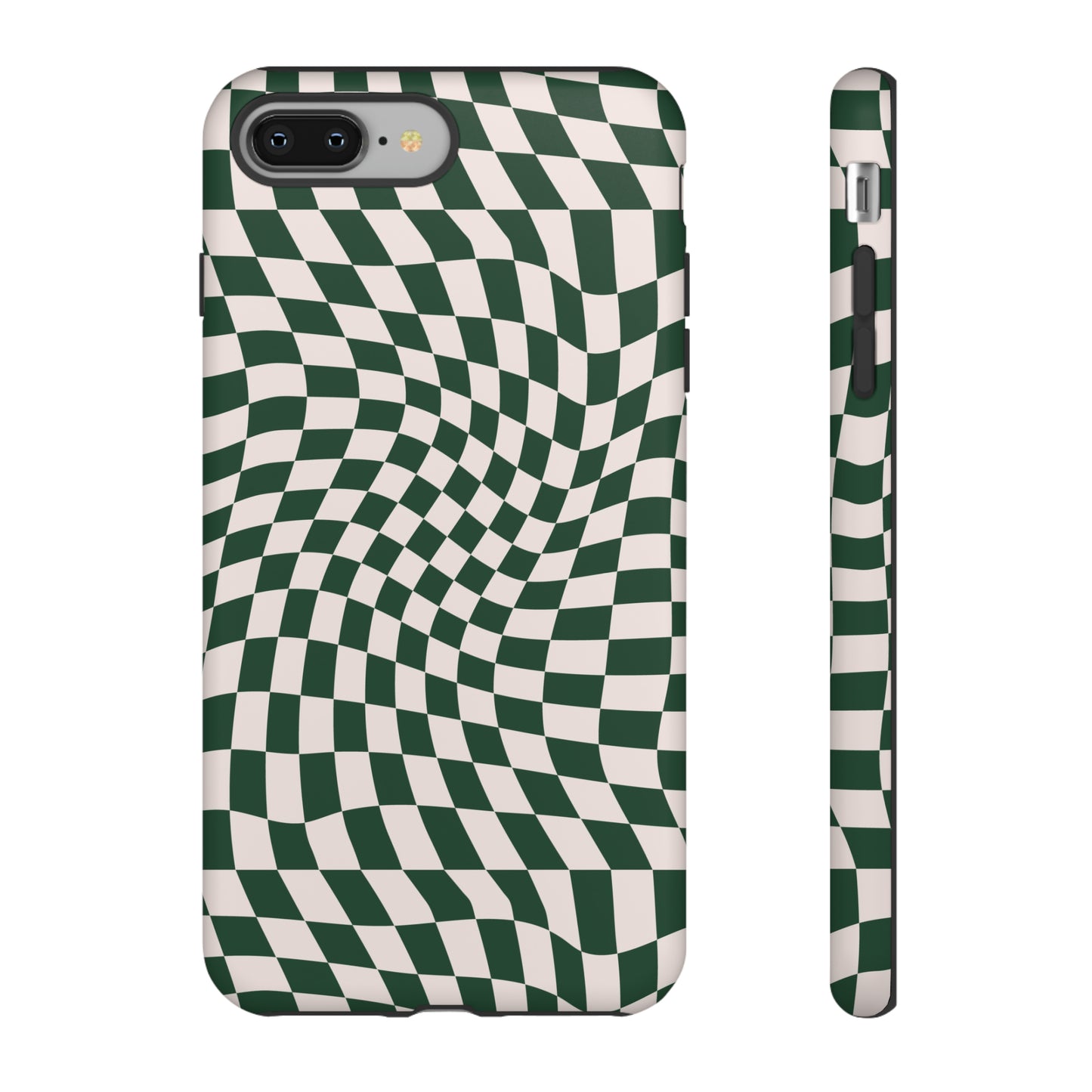 Wavy Forest Green Checkerboard