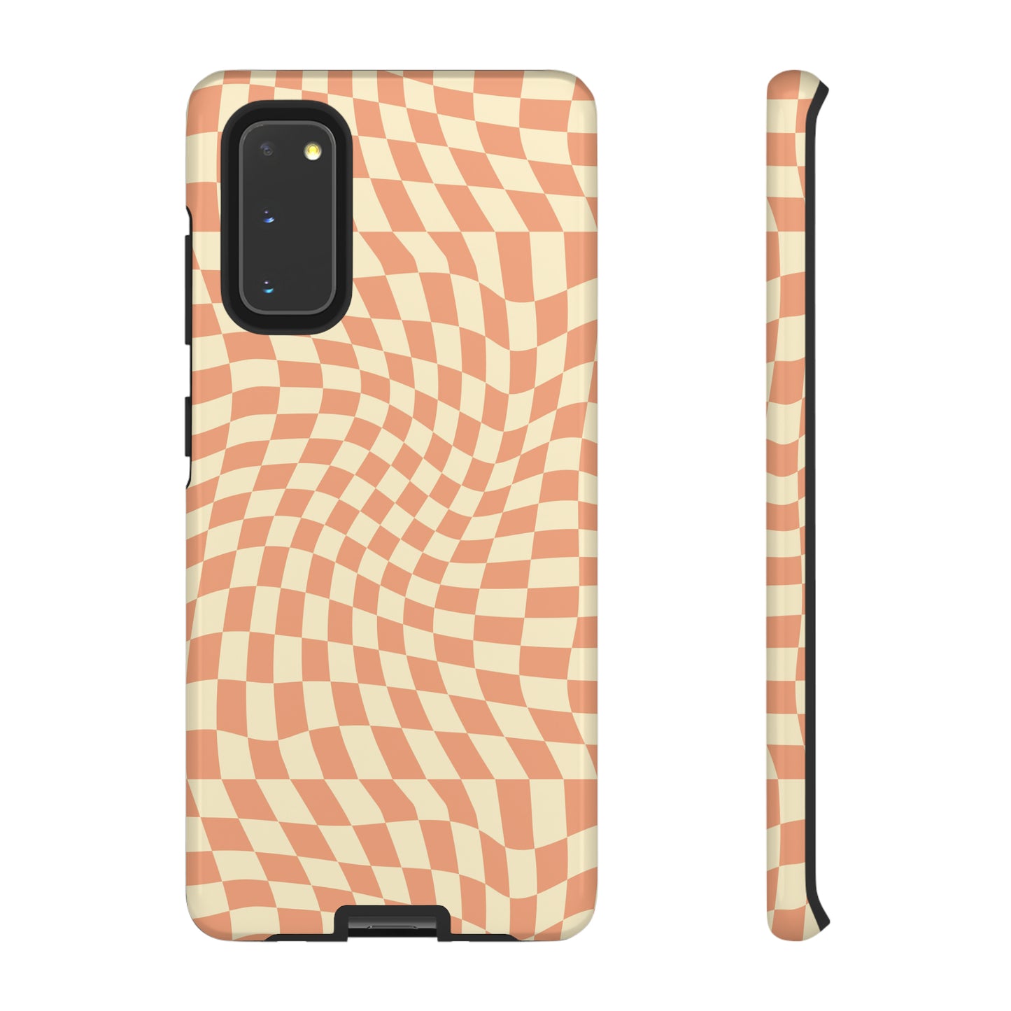 Wavy Peach Cream Checkerboard