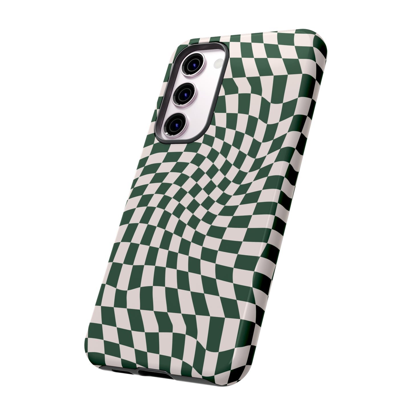 Wavy Forest Green Checkerboard