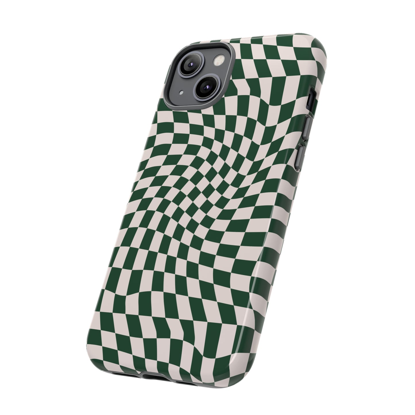 Wavy Forest Green Checkerboard