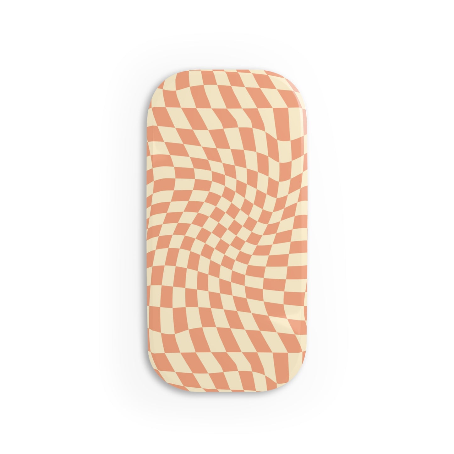 Peach Cream Wavy Checkerboard Phone Click-On Grip