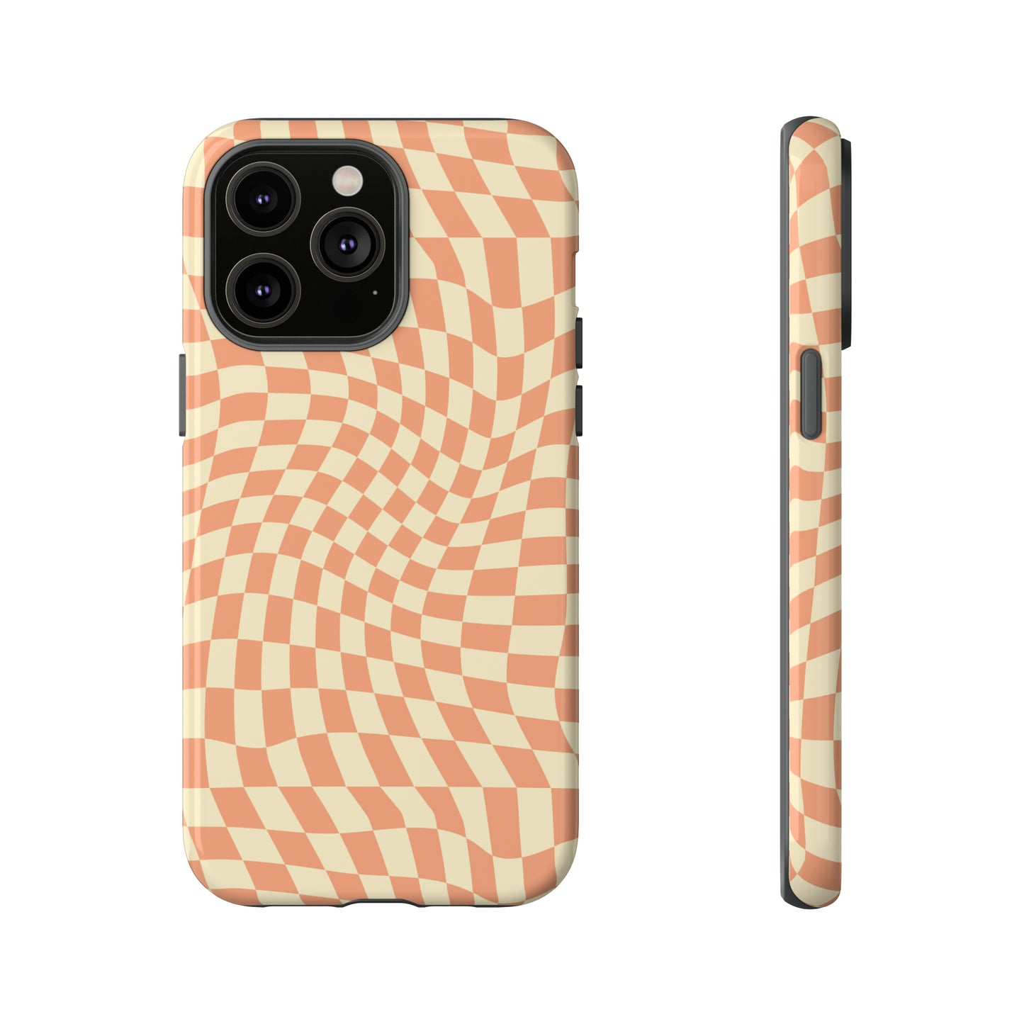 Wavy Peach Cream Checkerboard