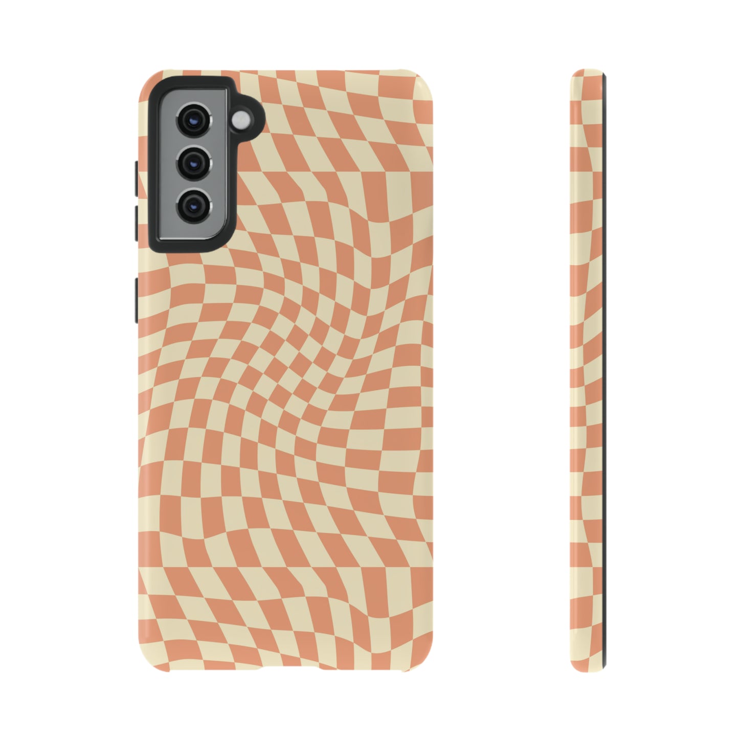 Wavy Peach Cream Checkerboard