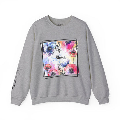 Colorful Flowers with Mama Sweatshirt All Day Everyday Sleeve