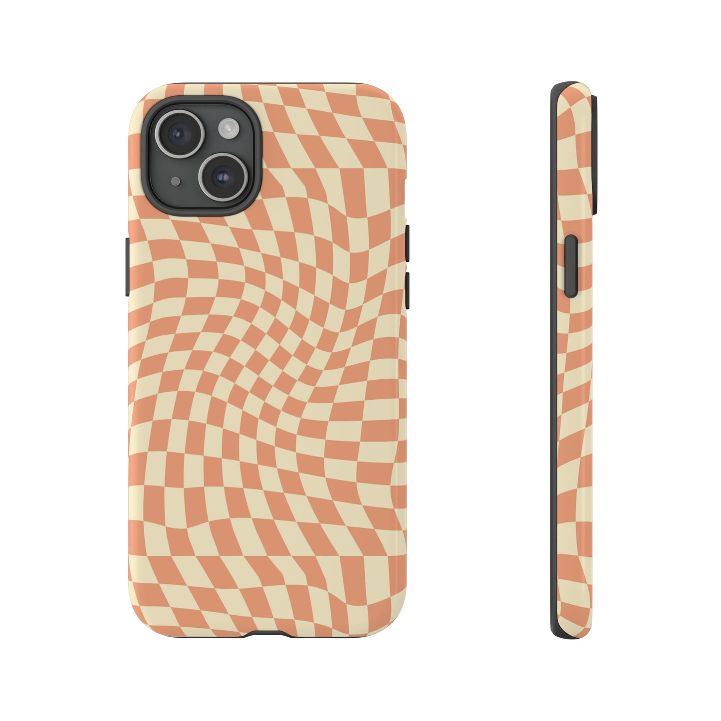 Wavy Peach Cream Checkerboard