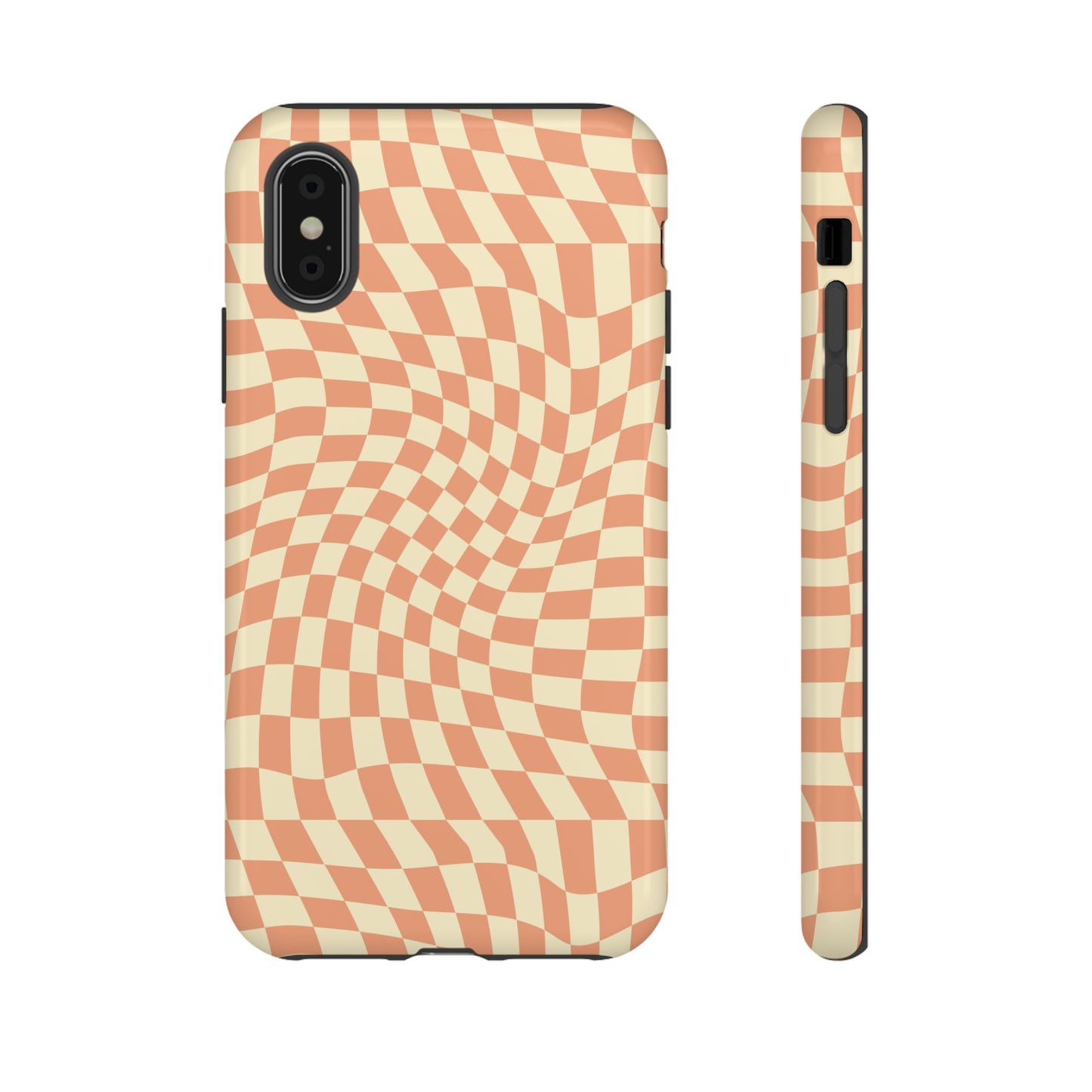 Wavy Peach Cream Checkerboard