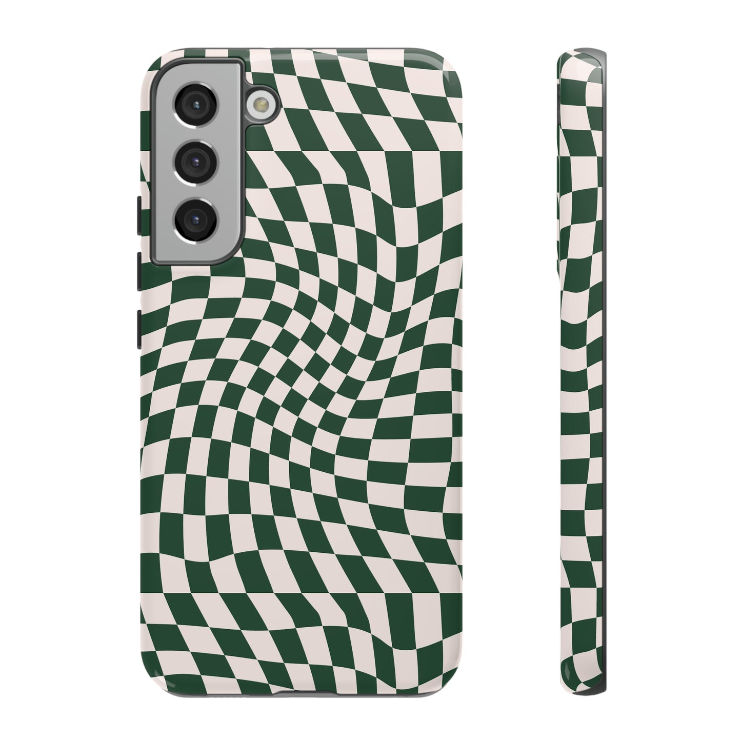 Wavy Forest Green Checkerboard