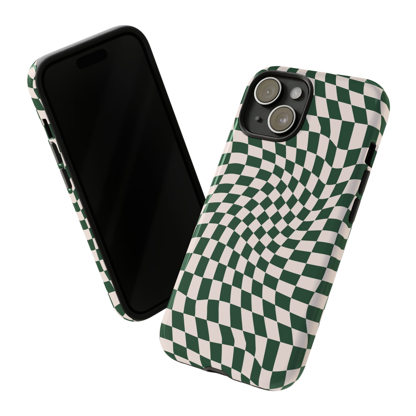 Wavy Forest Green Checkerboard