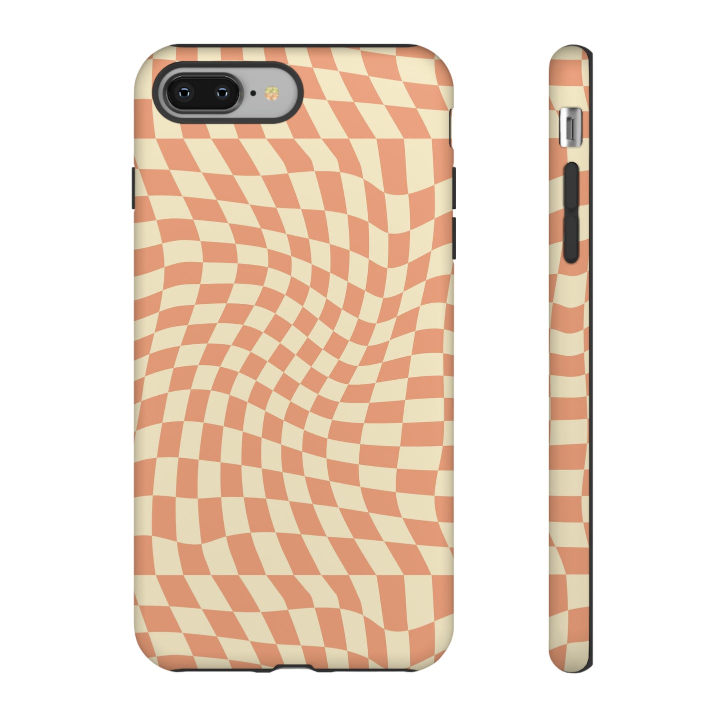 Wavy Peach Cream Checkerboard