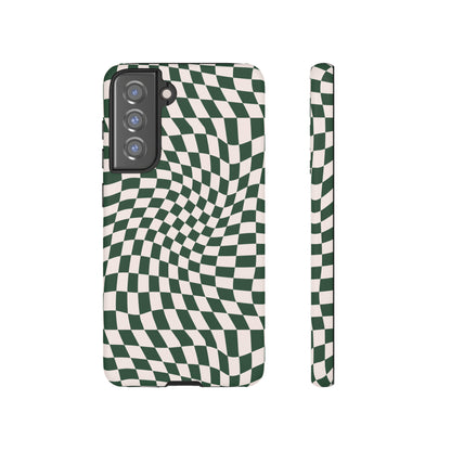 Wavy Forest Green Checkerboard