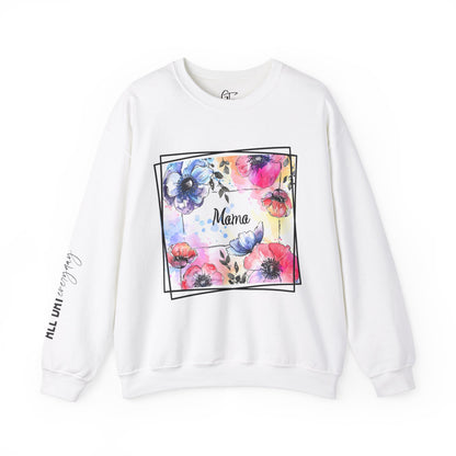 Colorful Flowers with Mama Sweatshirt All Day Everyday Sleeve