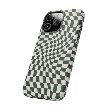 Wavy Forest Green Checkerboard