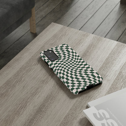 Wavy Forest Green Checkerboard