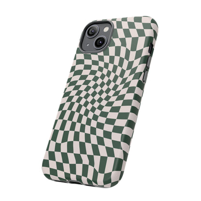 Wavy Forest Green Checkerboard