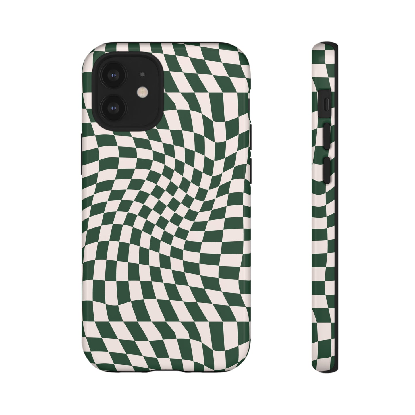 Wavy Forest Green Checkerboard