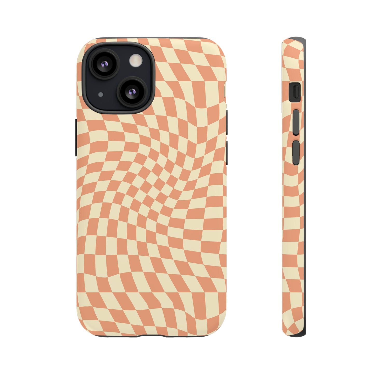 Wavy Peach Cream Checkerboard