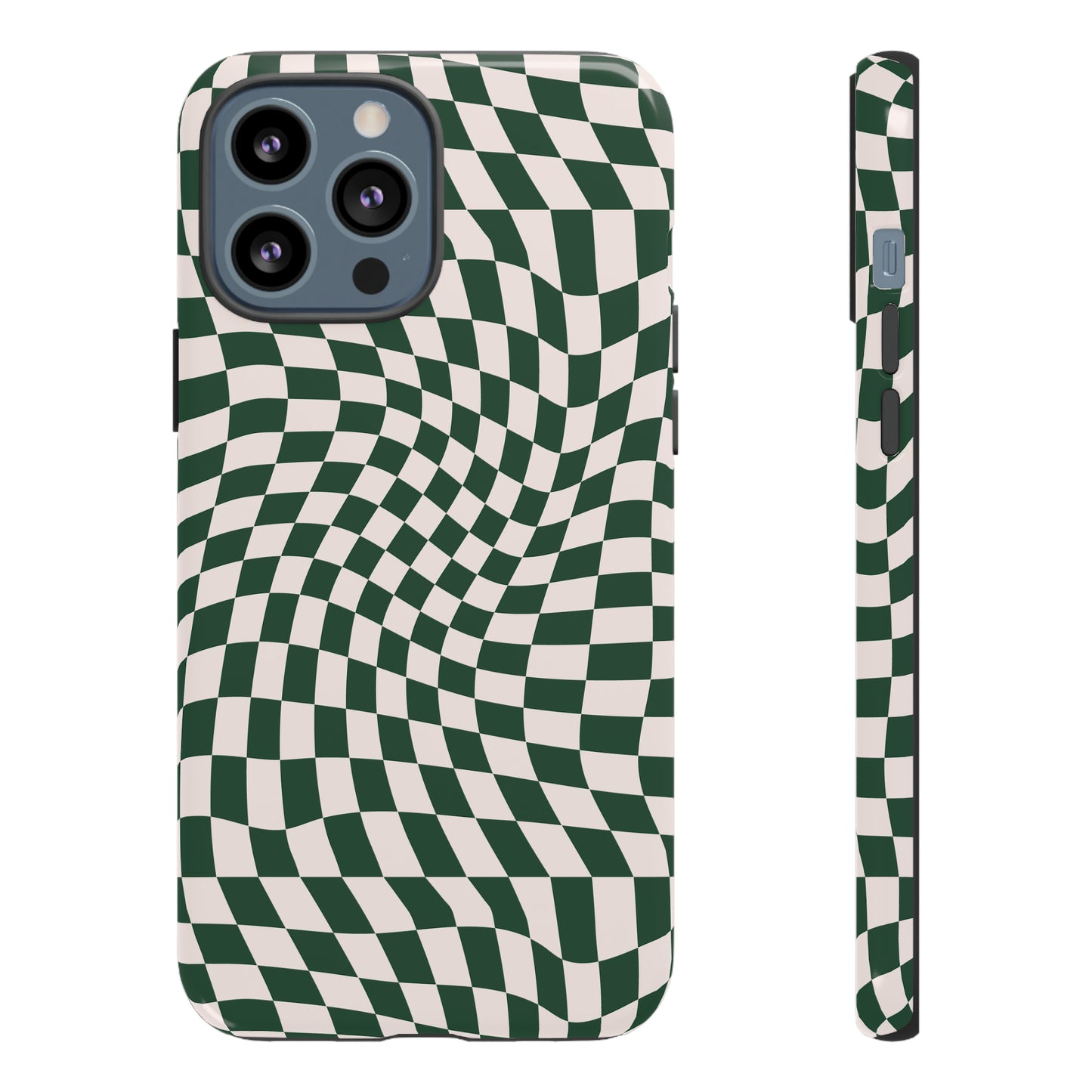 Wavy Forest Green Checkerboard