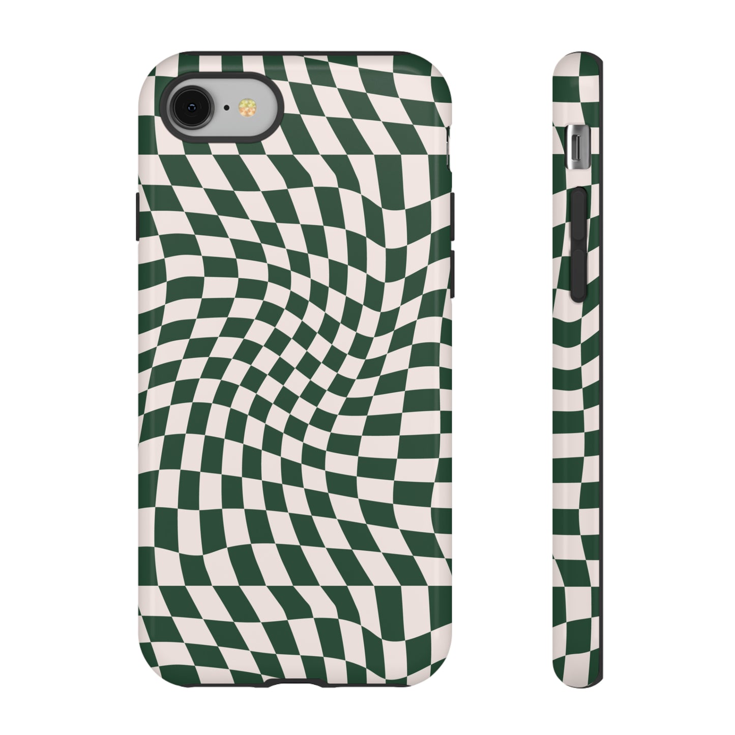 Wavy Forest Green Checkerboard