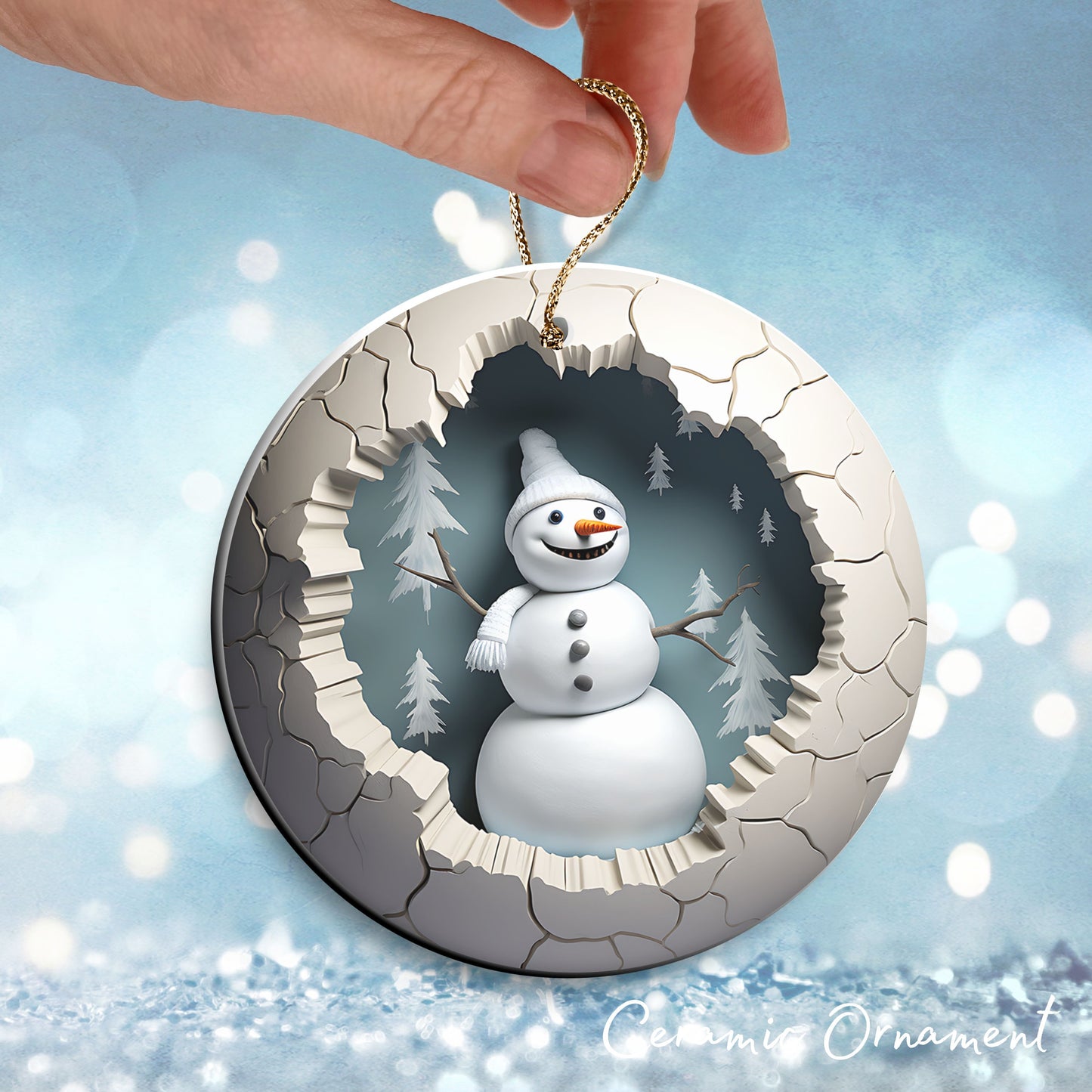 Busting Out Snowman Ceramic Ornament 80-06