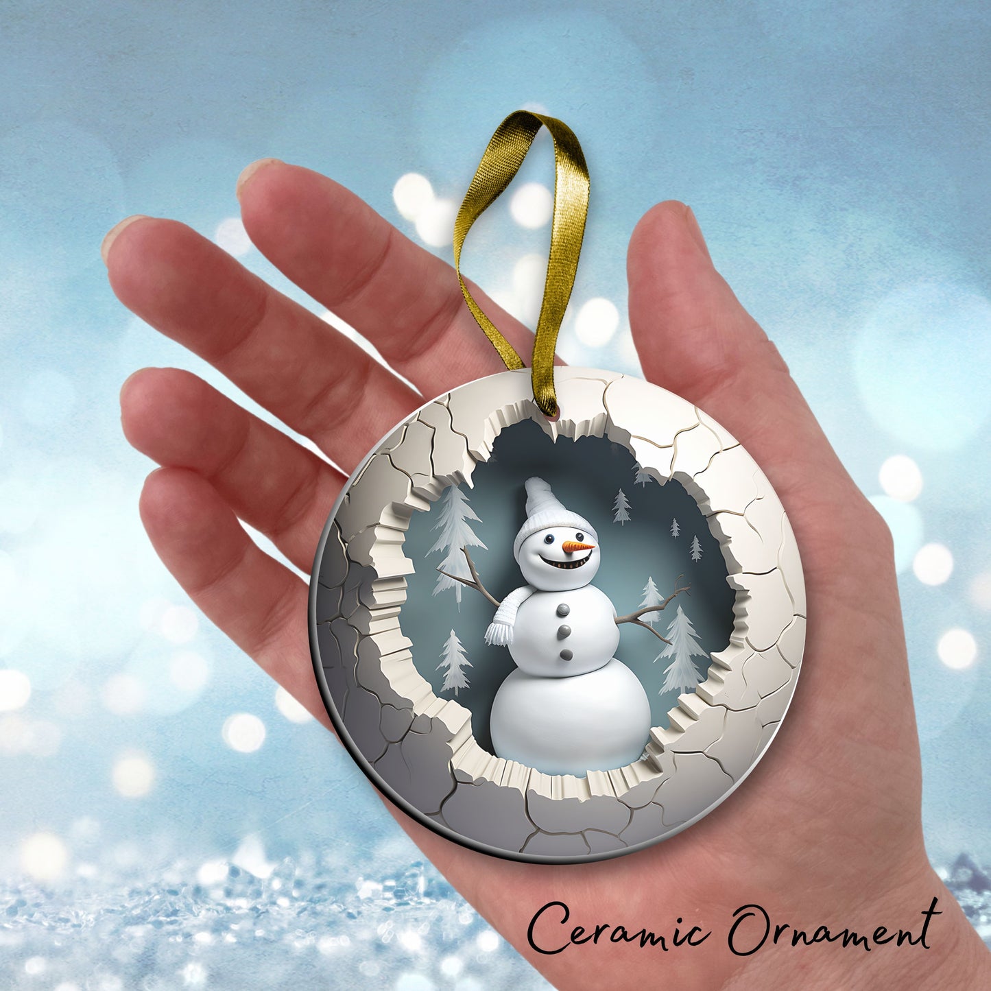 Busting Out Snowman Ceramic Ornament 80-06