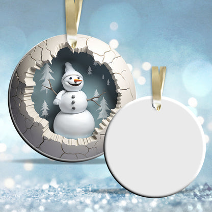 Busting Out Snowman Ceramic Ornament 80-06