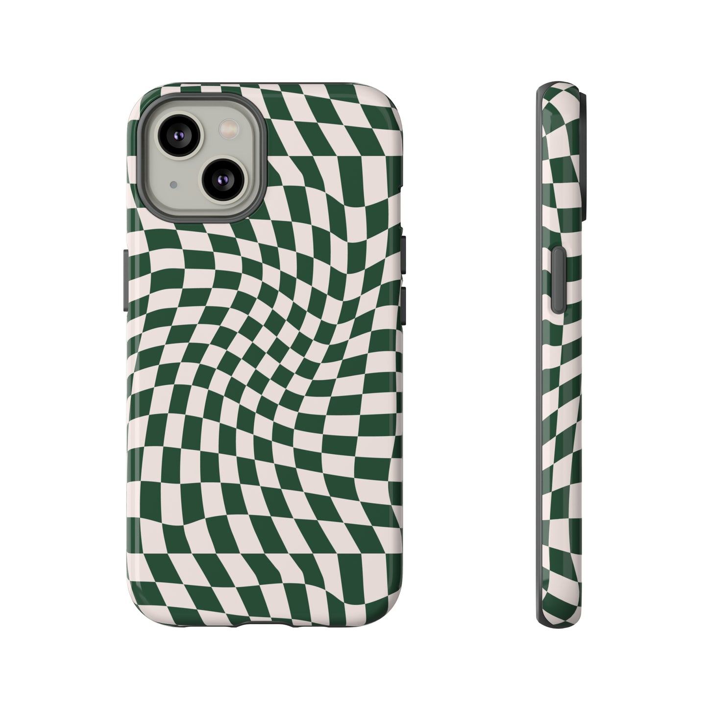 Wavy Forest Green Checkerboard