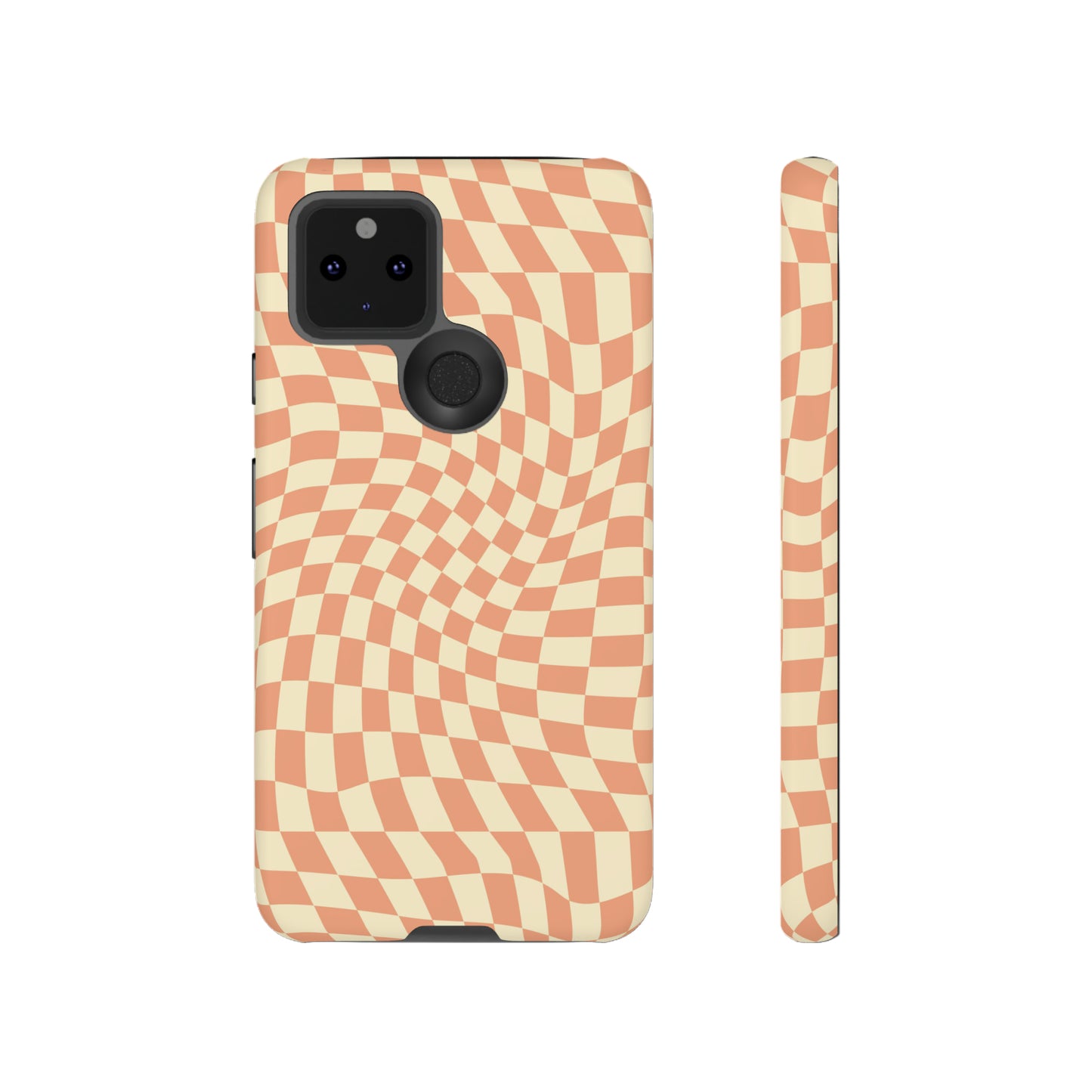 Wavy Peach Cream Checkerboard