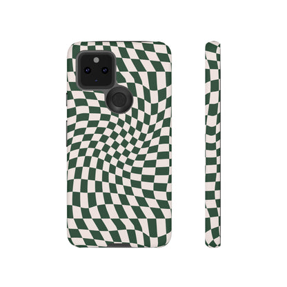 Wavy Forest Green Checkerboard