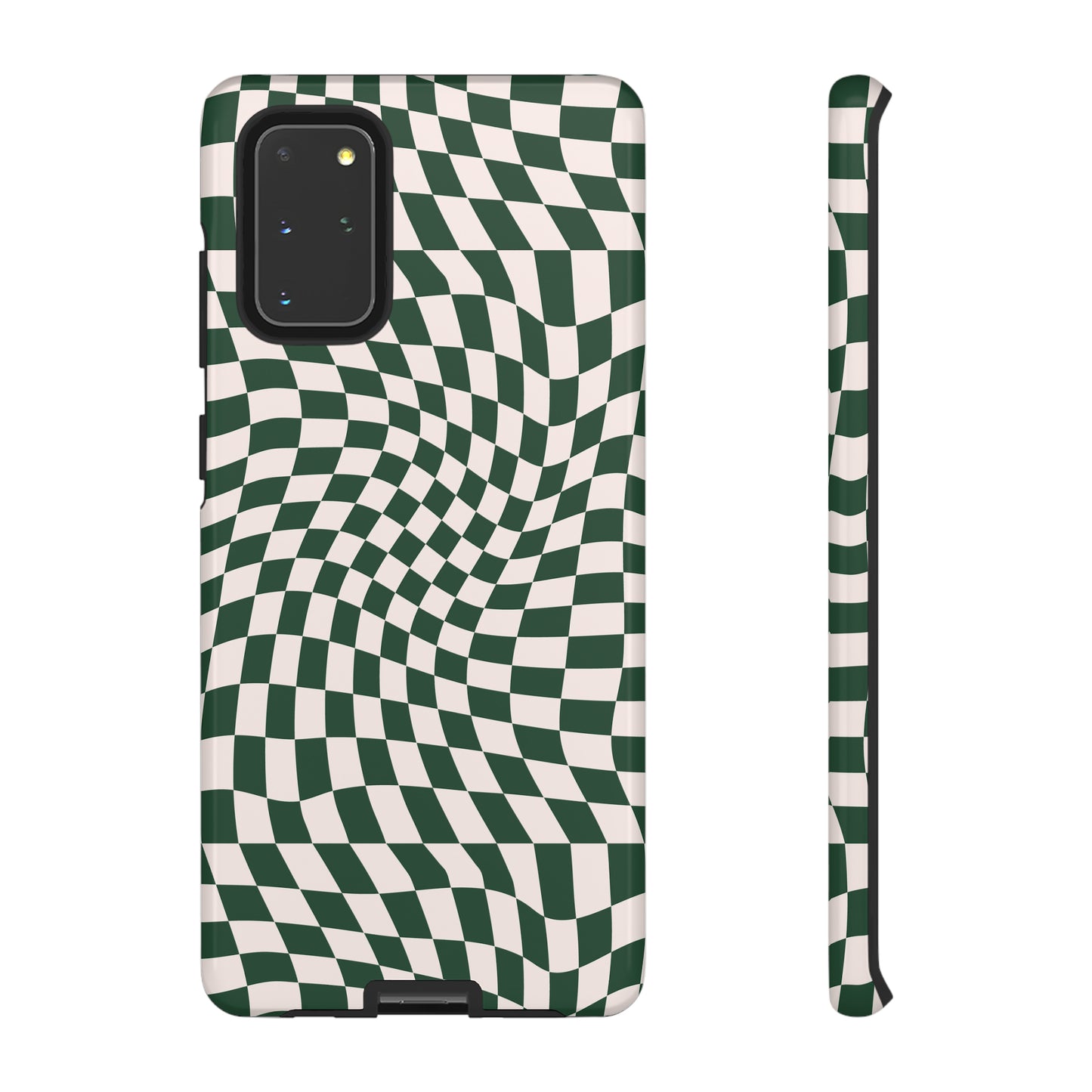 Wavy Forest Green Checkerboard