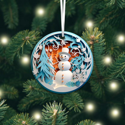 Winter Snowman 3D Christmas Ceramic Ornament 07-14