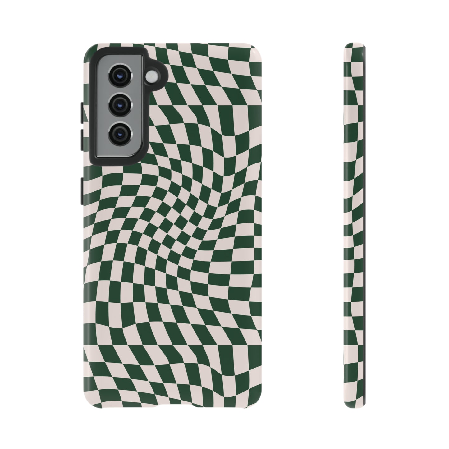 Wavy Forest Green Checkerboard