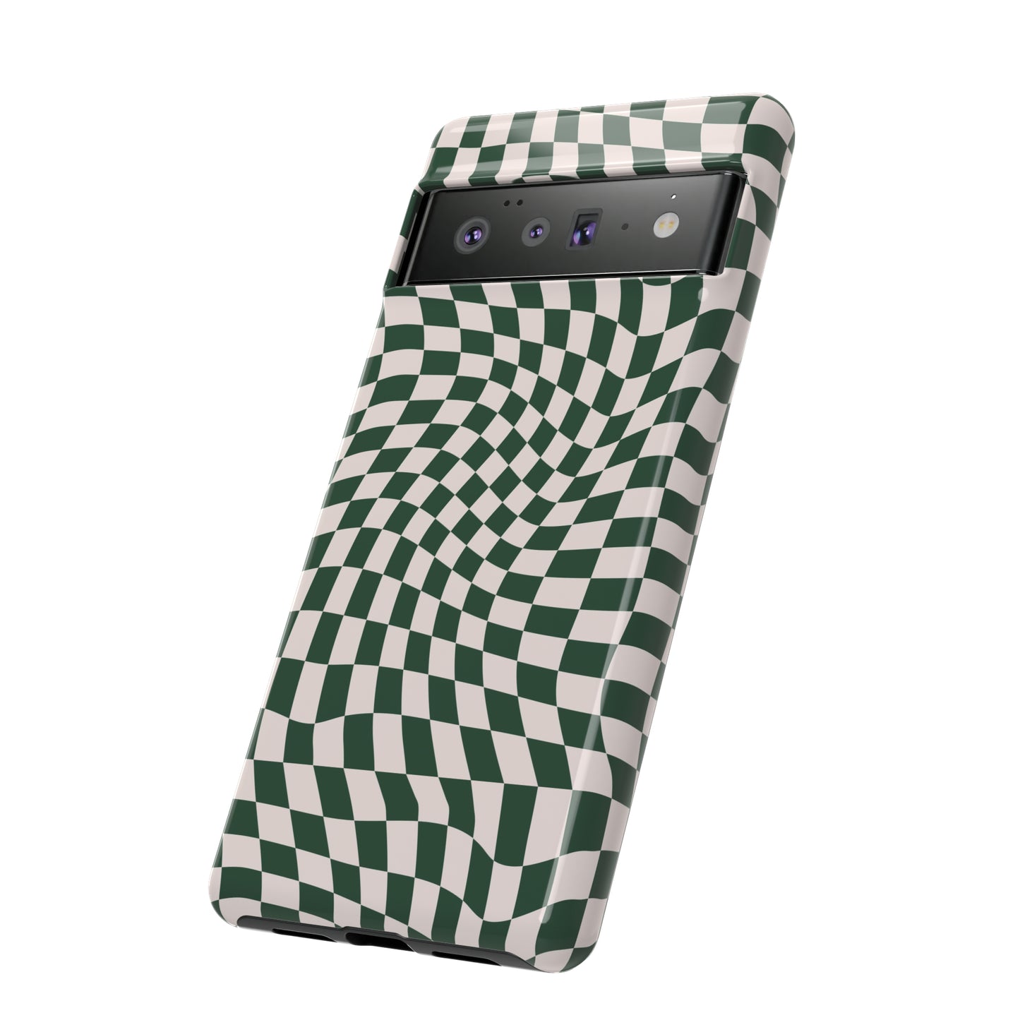 Wavy Forest Green Checkerboard