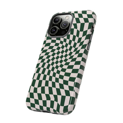 Wavy Forest Green Checkerboard