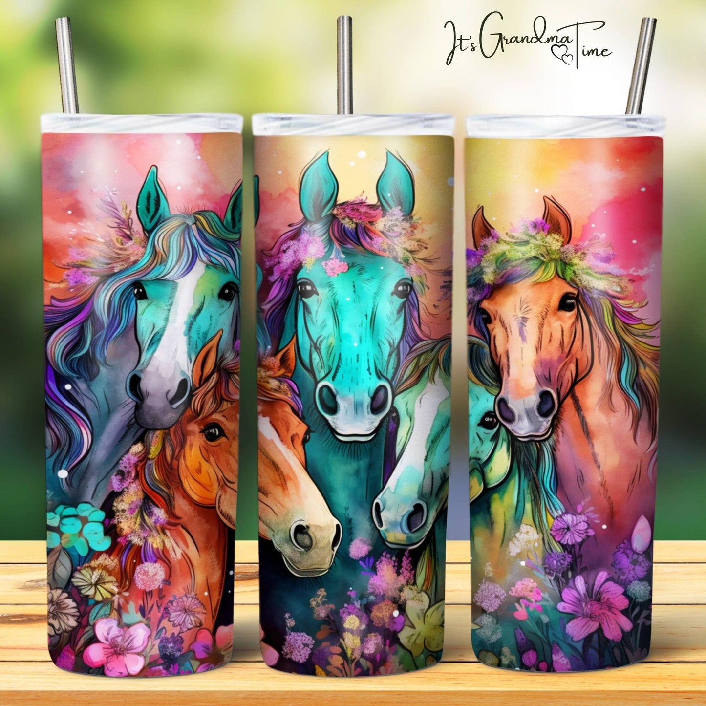 SUB1140 Animal Selfies Horses Tumbler