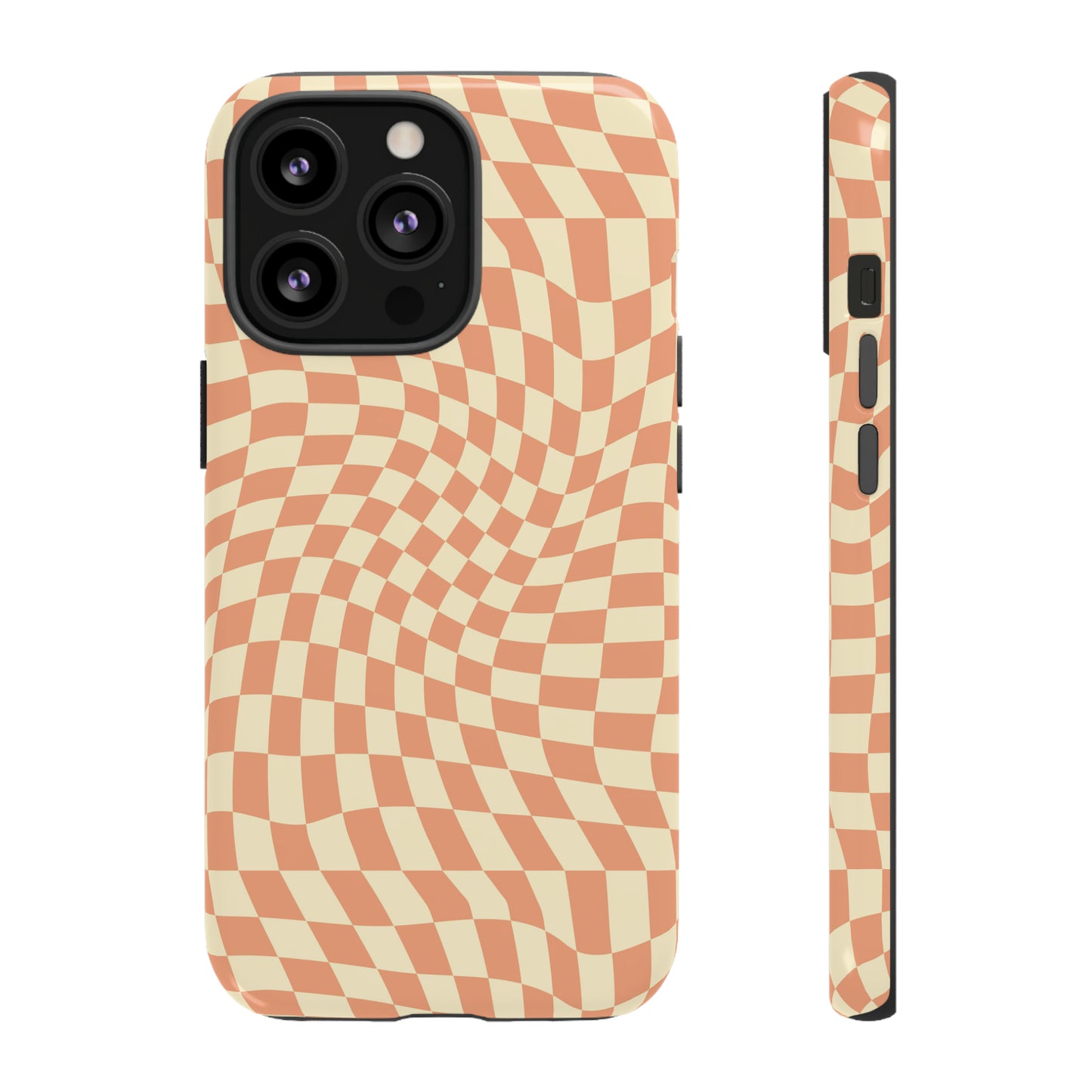 Wavy Peach Cream Checkerboard