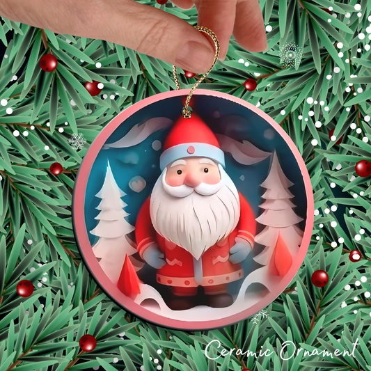 3D Ceramic Santa Claus Christmas Ornament 07-01