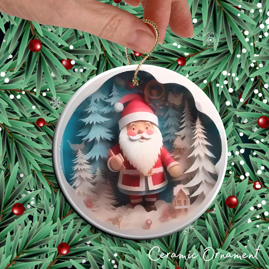 3D Ceramic Santa Claus Christmas Ornament 07-02