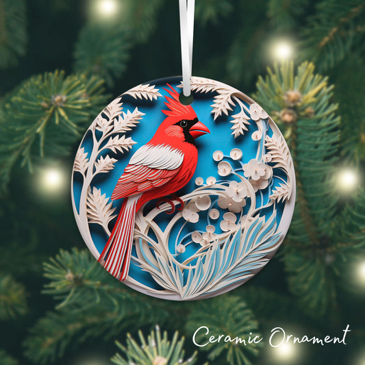 3D Cardinal Ceramic Christmas Ornament 07-04