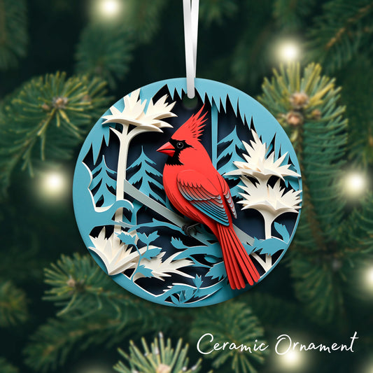 3D Cardinal Ceramic Christmas Ornament 07-03