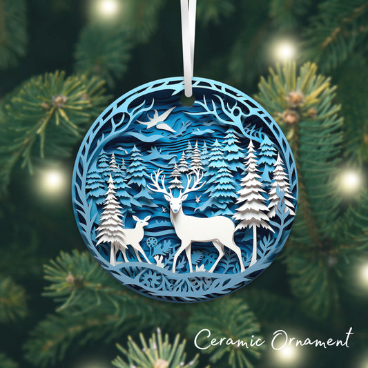 3D Reindeer Ceramic Christmas Ornament 07-05