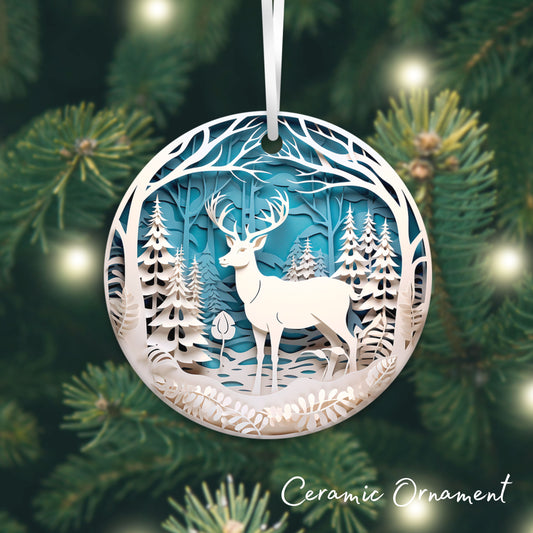 3D Reindeer Ceramic Christmas Ornament 07-06