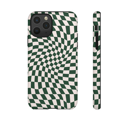 Wavy Forest Green Checkerboard