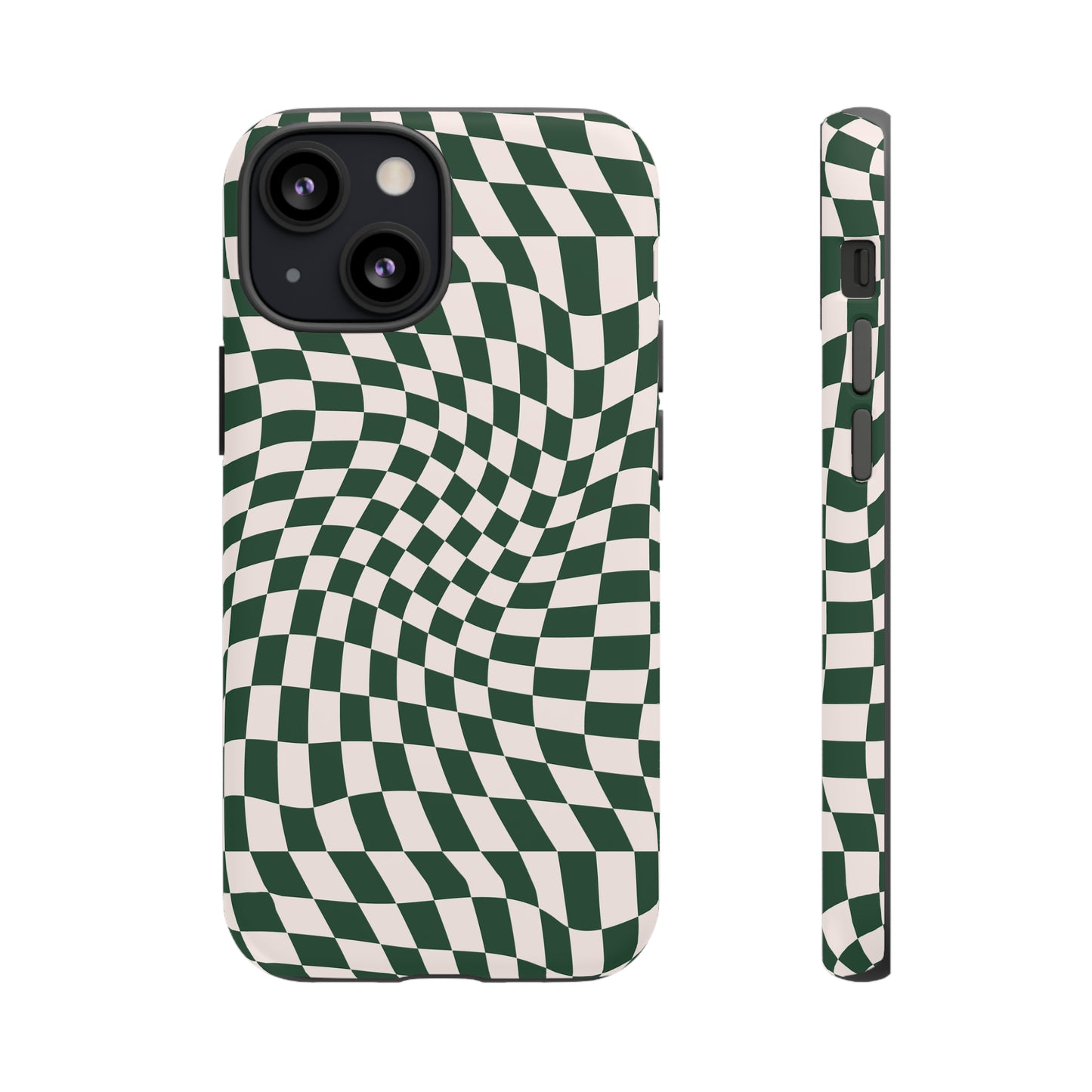 Wavy Forest Green Checkerboard