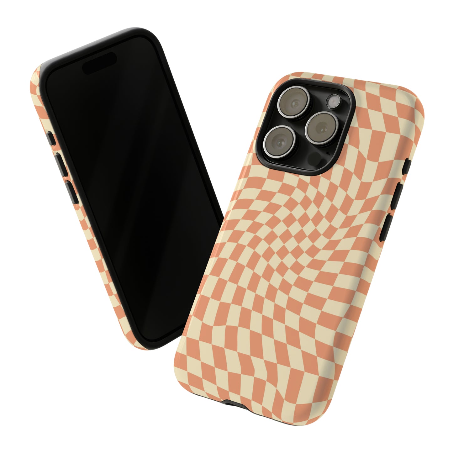 Wavy Peach Cream Checkerboard