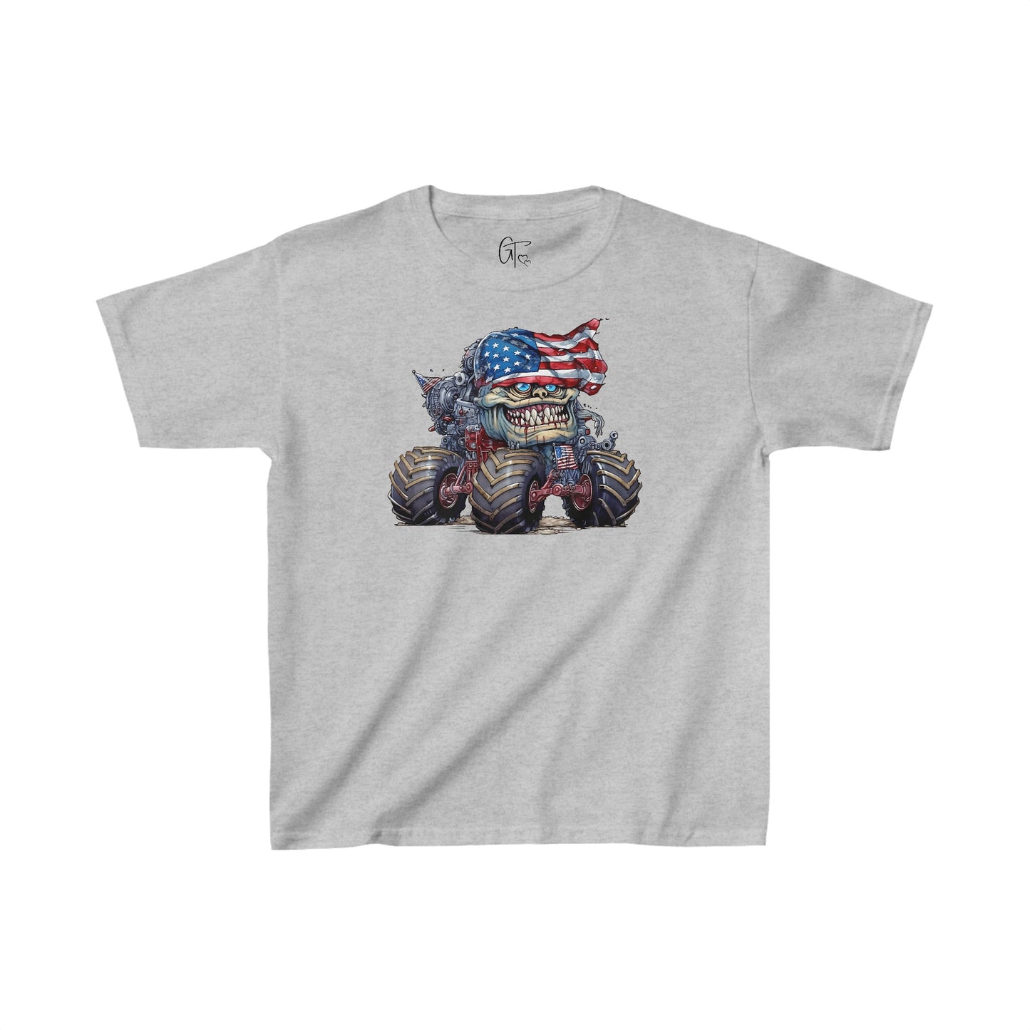 SUB1933 Monster Truck 4th of July Patriotic Kids T-Shirt