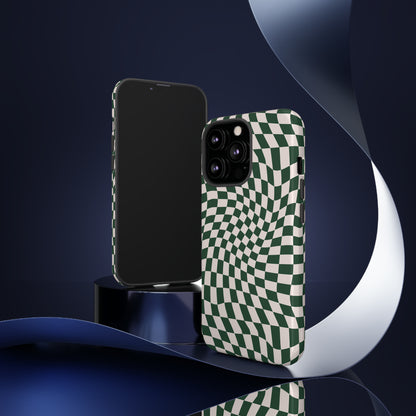 Wavy Forest Green Checkerboard