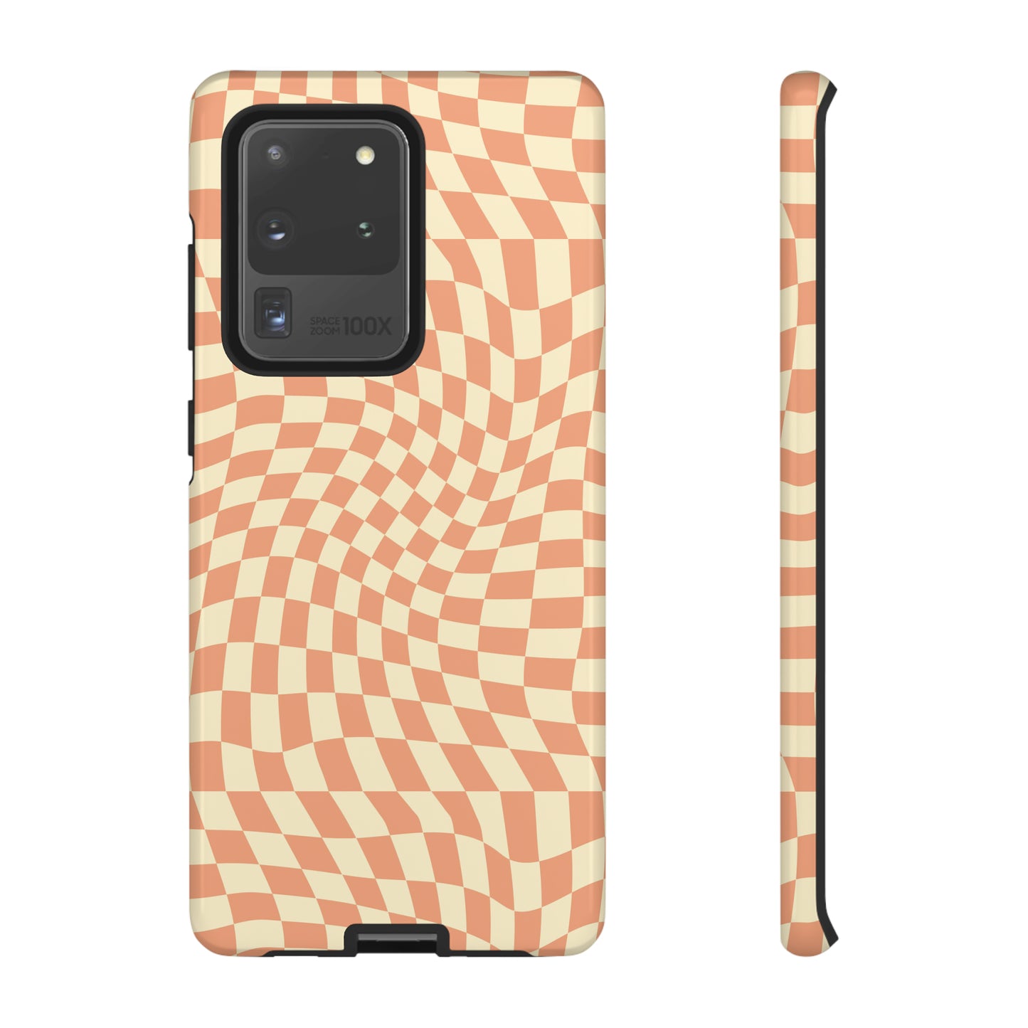 Wavy Peach Cream Checkerboard