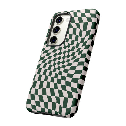 Wavy Forest Green Checkerboard