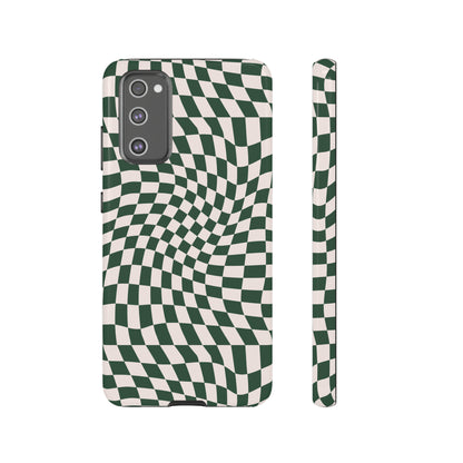 Wavy Forest Green Checkerboard